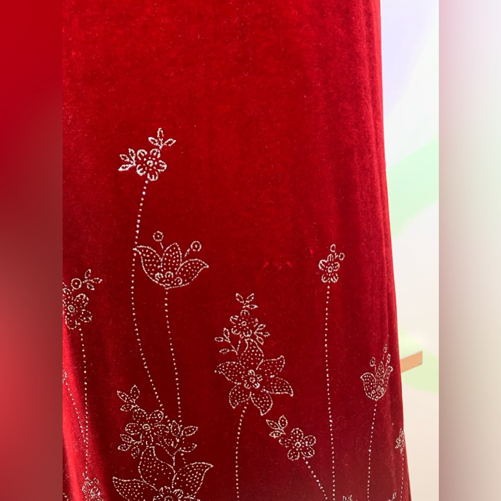 90s Velvet Red Maxi Dress - Picture 4 of 5